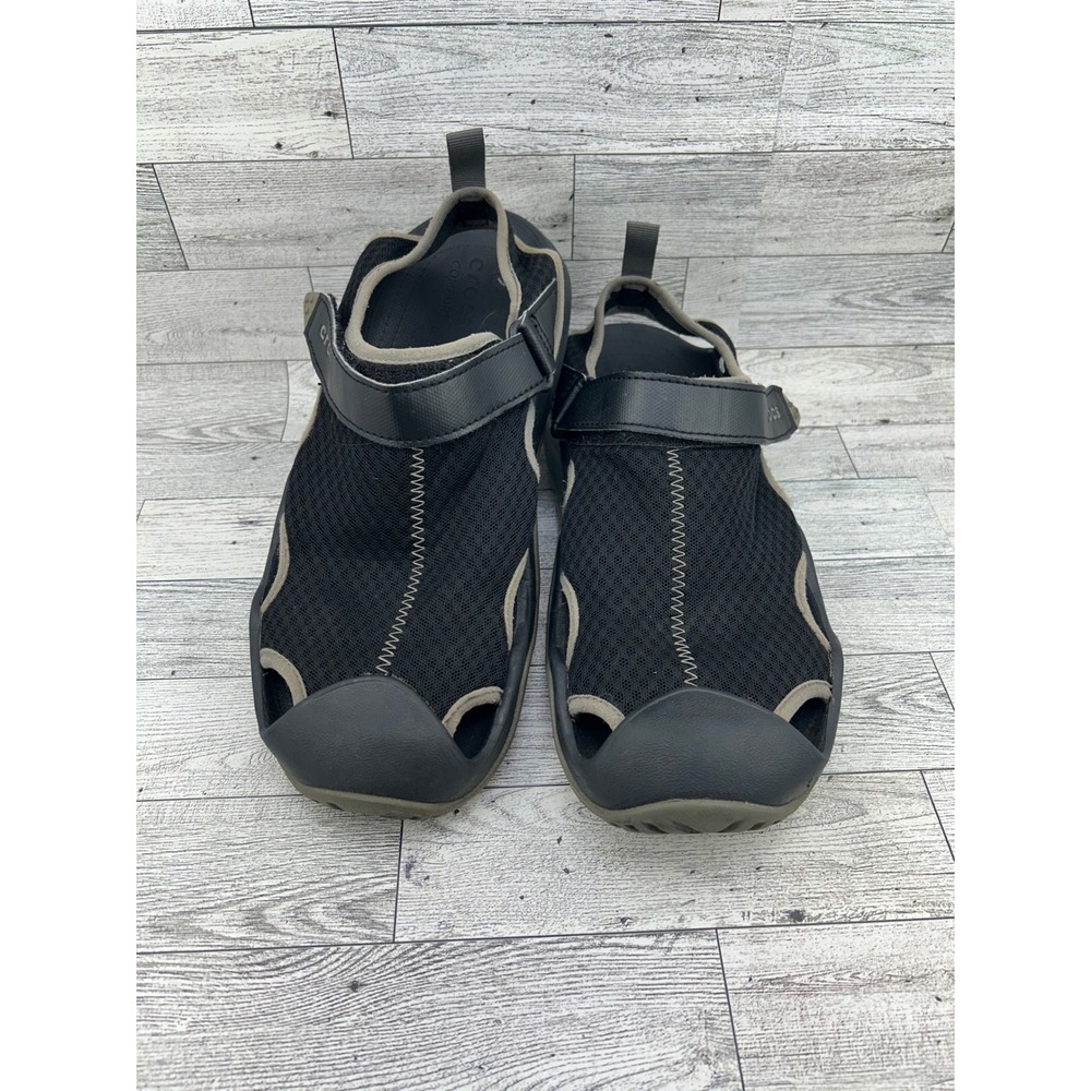 Crocs Swiftwater Mesh Deck Sandals Men Sz 10 Black Grey Water Shoes 205289